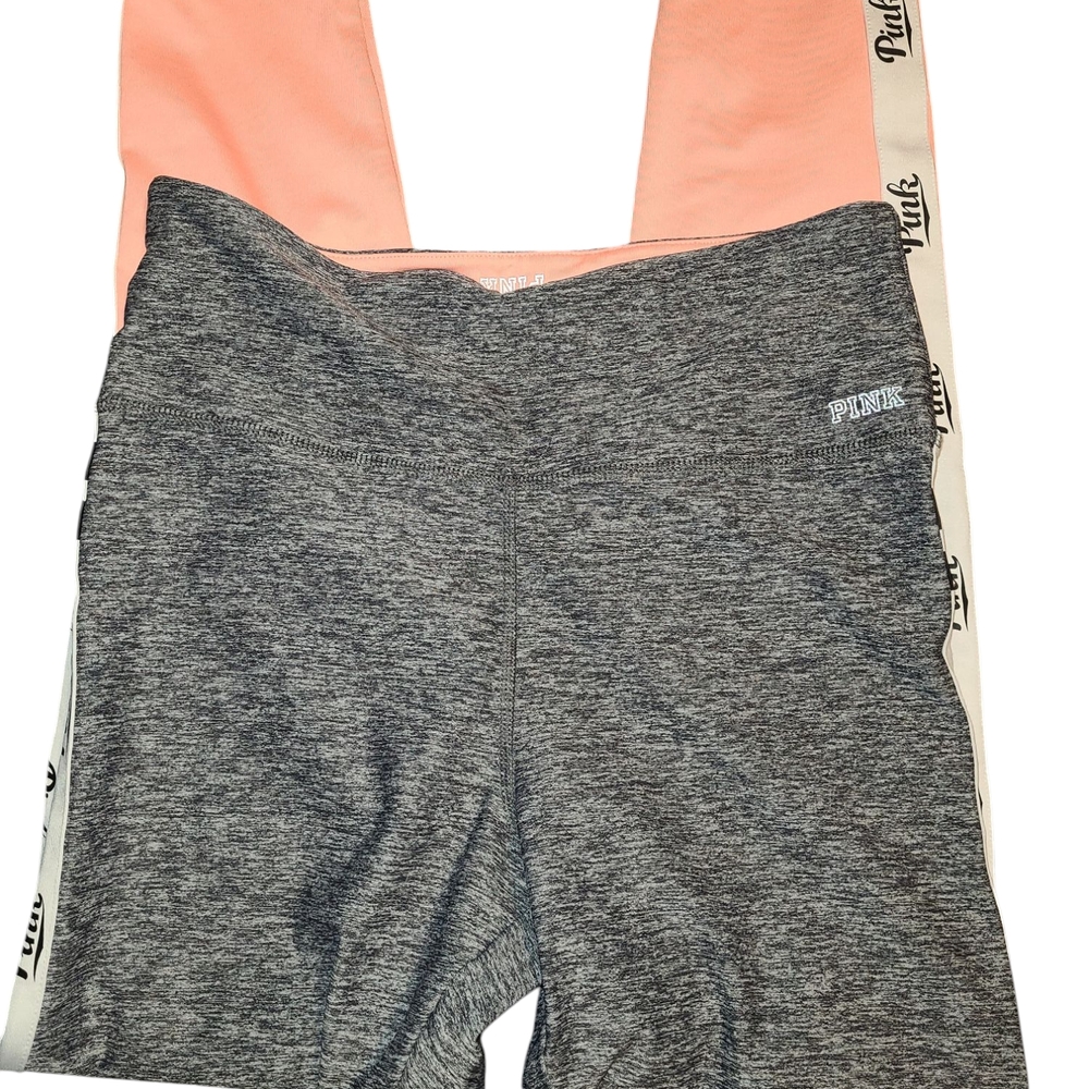 Pink Victoria's Secret Gray and Peach Leggings
